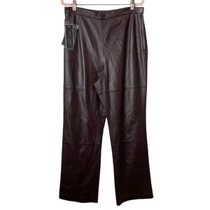 Terry Lewis Pants Womens 14 Petite Brown Genuine Leather Straight Quiet Luxury